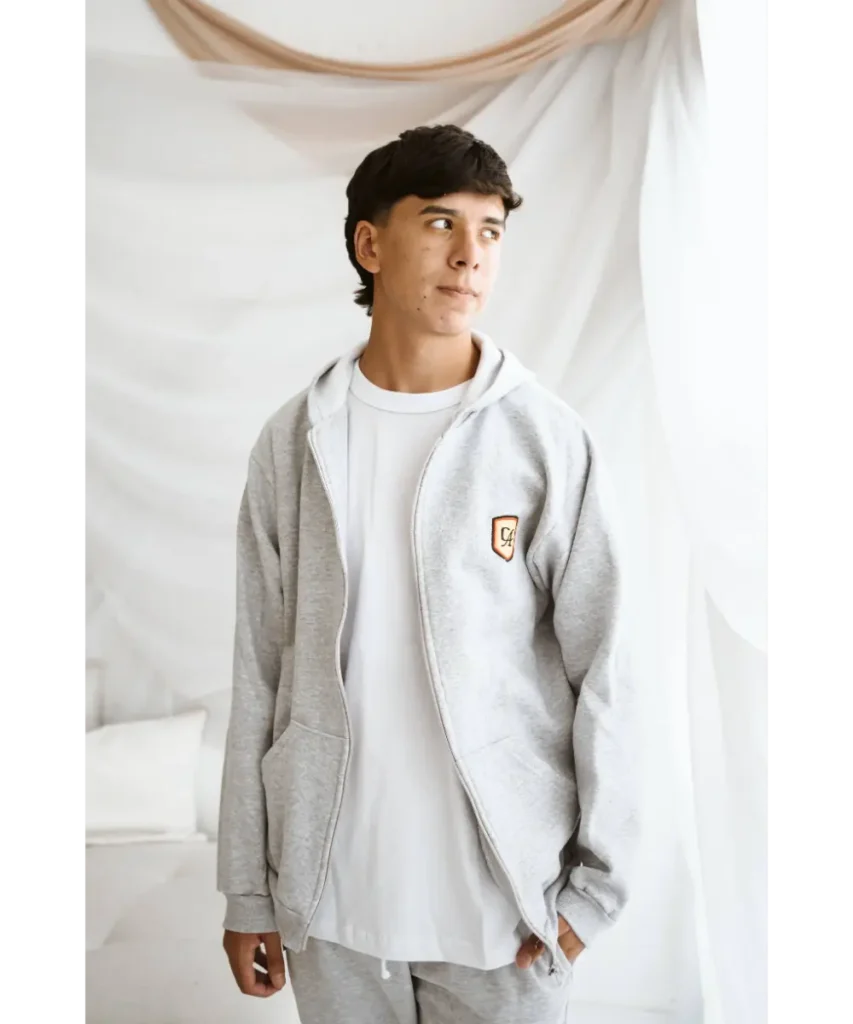 CAMPERA CANGURO GRIS MELANGE