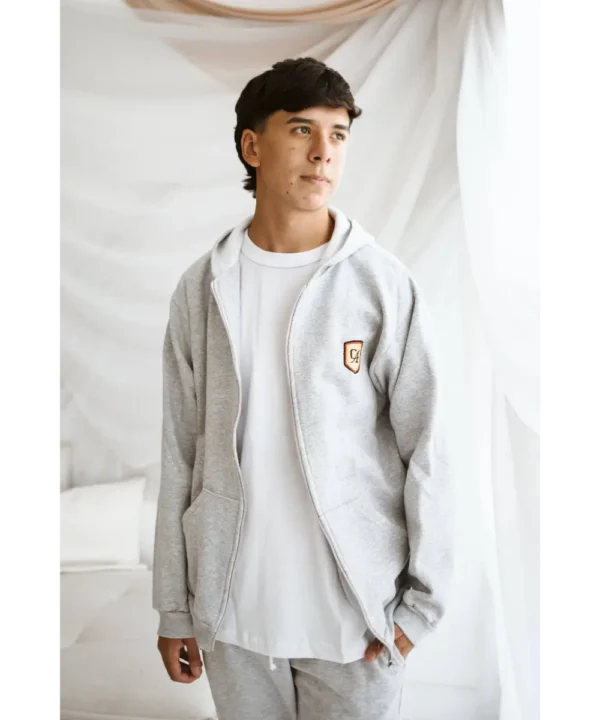CAMPERA CANGURO GRIS MELANGE