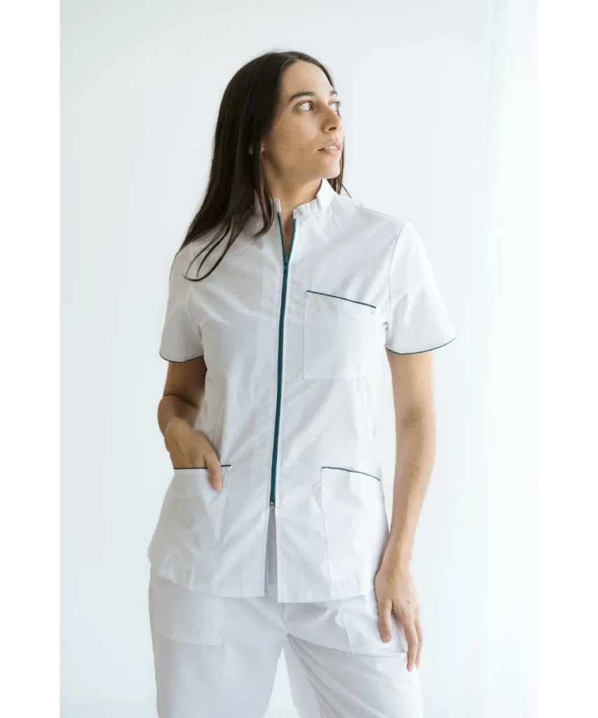 CHAQUETILLA DE DAMA CON CIERRE Y VIVOS ARCIEL BLANCO